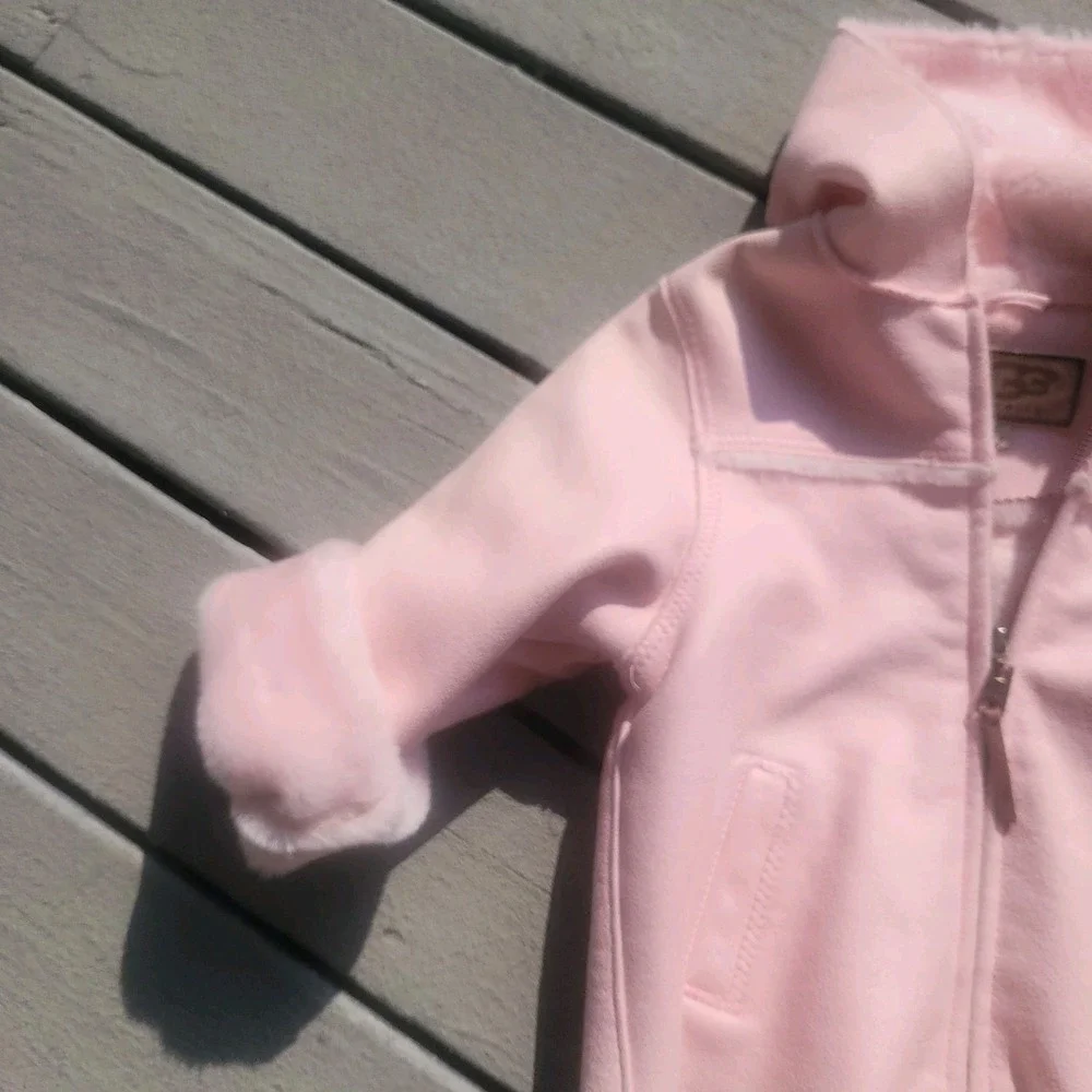 UGG Australia Girl's Sundance Jacket Coat Pink Size 6T Leather Sheepskin